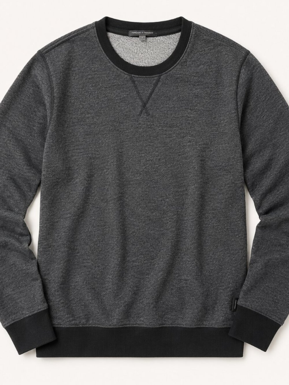 Threads 4 Thought Men's L Charcoal Crewneck Sweatshirt French Terry Eco Organic